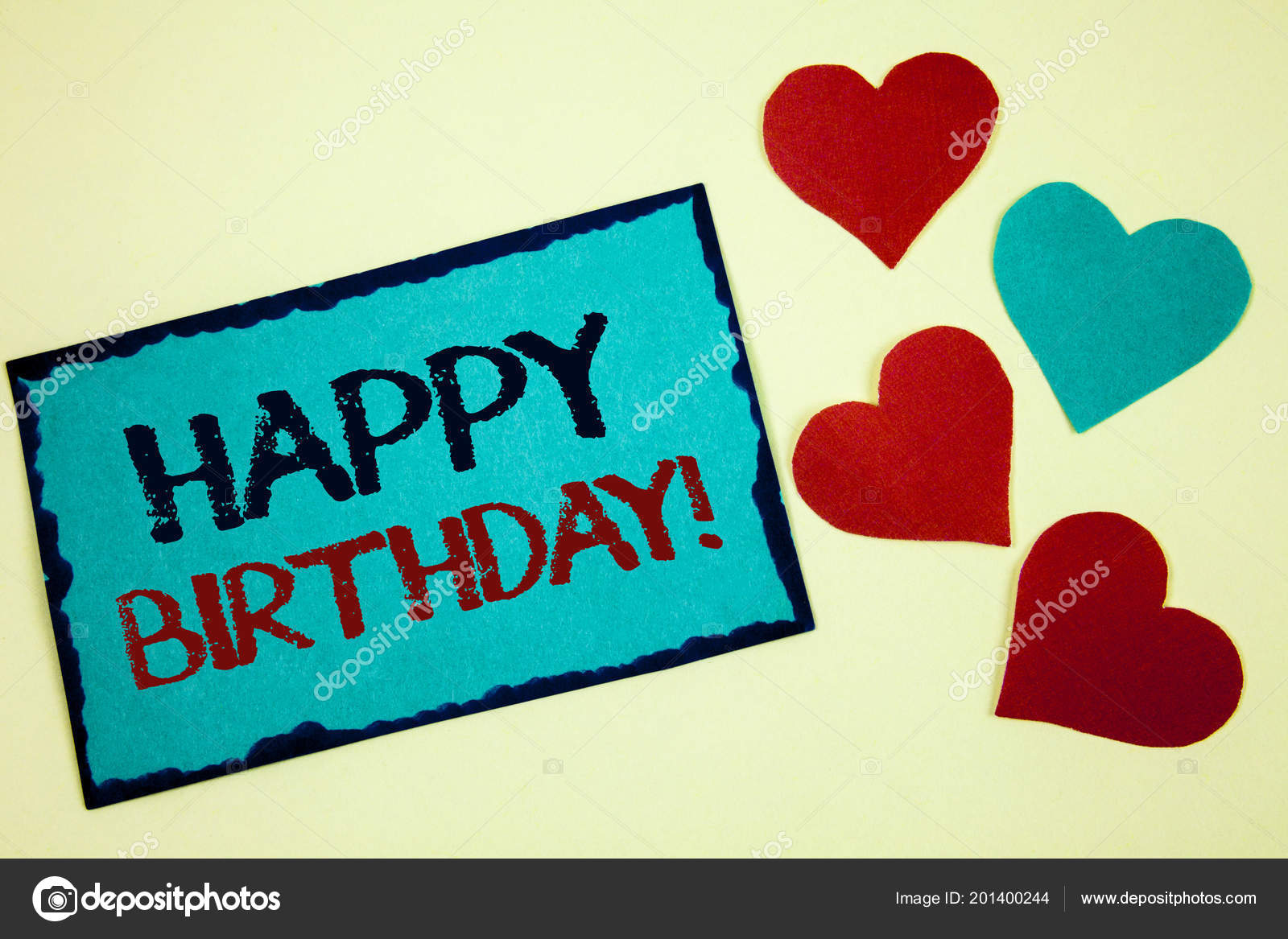 Word Writing Text Happy Birthday Motivational Call Business Concept Word Writing Text Happy Birthday Motivational Call Business Concept For Congratulations Celebrating Anniversary Turquoise Note Ideas Black Red Letters