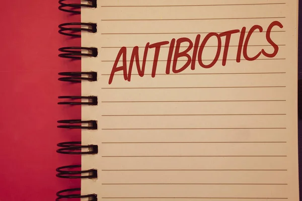 Writing Note Showing Antibiotics Business Photo Showcasing Drug Used Treatment — Stock Photo, Image