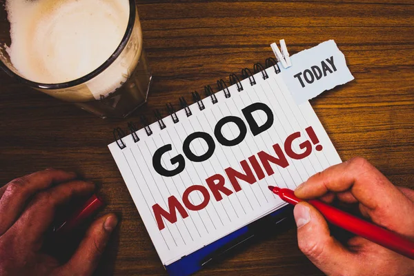 Handwriting Textss Writing Good Morning Motivational Call Concept Meaning Greeting — Stock Photo, Image