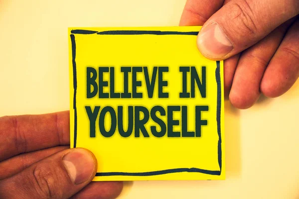 Conceptual Hand Writing Showing Believe Yourself Business Photo Text Determination — Stock Photo, Image