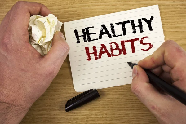 Tekst Pisma Zdrowych Nawyków Pojęcia Oznacza Dobre Odżywianie Dieta Dbać — Zdjęcie stockowe