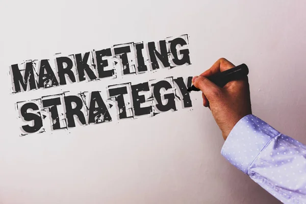 Texto Manuscrito Estrategia Marketing Concepto Significado Plan Fórmula Creatividad Investigación — Foto de Stock