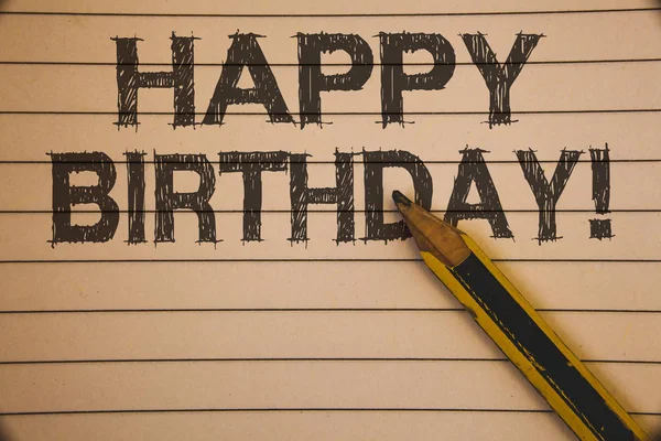 Writing Obs Visar Happy Birthday Motiverande Samtal Företag Foto Skylta — Stockfoto