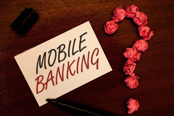 Szöveg Jel Mutatja Mobil Banking Fogalmi Fénykép Online Pénz Fizetési — Stock Fotó