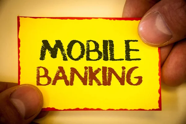 Írásbeli Megjegyzés Mutatja Mobil Banking Bemutató Online Pénz Fizetés Tranzakciók — Stock Fotó
