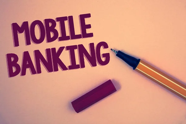 Escrita Mão Conceitual Mostrando Mobile Banking Foto Negócios Mostrando Dinheiro — Fotografia de Stock