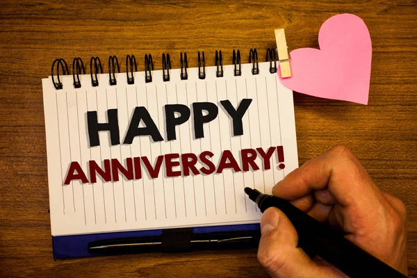 Scrittura Concettuale Mano Che Mostra Happy Anniversary Motivational Call Business — Foto Stock