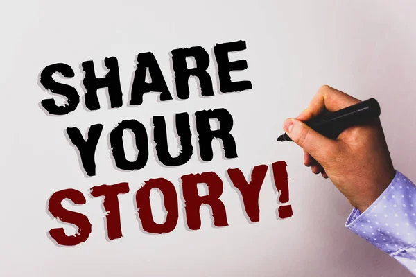 Slovo Psaní Textu Share Your Story Motivační Volání Obchodní Koncept — Stock fotografie