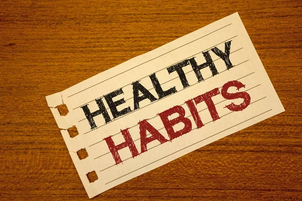 Nota Redação Mostrando Hábitos Saudáveis Apresentação Fotos Negócios Boa Nutrição — Fotografia de Stock