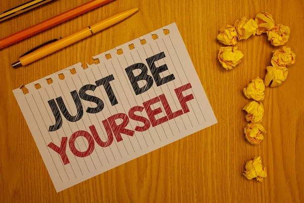 Conceptuele Hand Schrijven Weergegeven Just Yourself Zakelijke Foto Tekst Zelf — Stockfoto