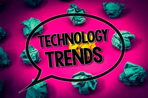 Handgeschreven Tekst Technologische Trends Begrip Betekenis Trending Moderne Virale Geavanceerde — Stockfoto