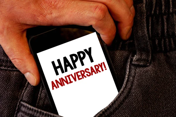 Texte Manuscrit Happy Anniversary Motivational Call Concept Signifiant Annuel Spécial — Photo