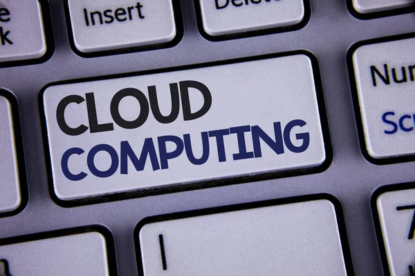 Escrita Mão Conceitual Mostrando Cloud Computing Business Photo Showcasing Online — Fotografia de Stock