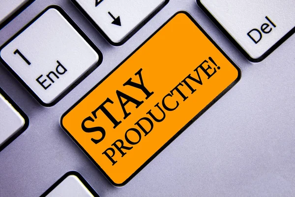 Kavramsal el üretken motivasyonel ara kalın gösterilen yazma. İş fotoğraf metin verimliliği konsantrasyon verimlilik metin iki kelime turuncu düğmesini tuşa basarak gri bilgisayar ekleme