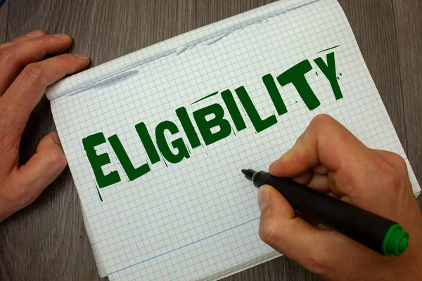 Conceptual Hand Writing Showing Eligibility Business Photo Text State Having — Stock Photo, Image