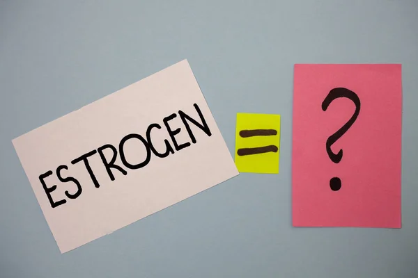 Word Tekst Intoetsen Oestrogeen Bedrijfsconcept Voor Groep Hormonen Bevorderen Ontwikkeling — Stockfoto