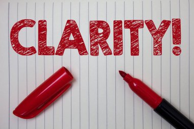 Word metin yazma netlik. Marker fikirler mesajlar ilham düşünceleri açık iş kavramı kesinlik hassas saflık anlaşılır şeffaflık doğruluk defter Kağıt arka planı için