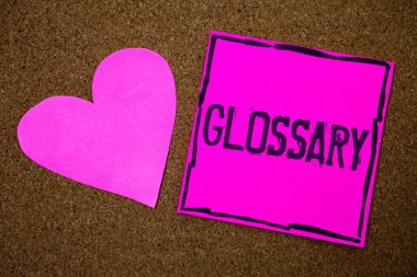 Sözlük yazma el yazısı metin. Anlamı olan terimler alfabetik listesi kelime açıklamaları Cork arka plan anlam kavramı kağıt kağıtları fikirler mesajlar kalp aşk güzel ilham pembe