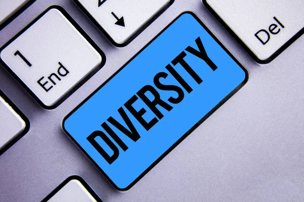 Word Tekst Intoetsen Diversiteit Businessconcept Voor Verschillende Elementen Diverse Verschillende — Stockfoto