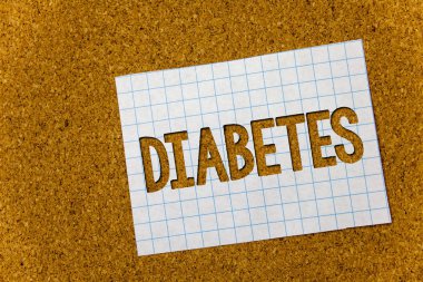 Diyabet gösterilen metin işareti. Kavramsal Foto şekeri glukoz düşüncelerinde listelemek için kan Cork arka plan defter kağıt fikirler iletileri yüksek düzeyde ilişkili kronik hastalık hatırlıyorum