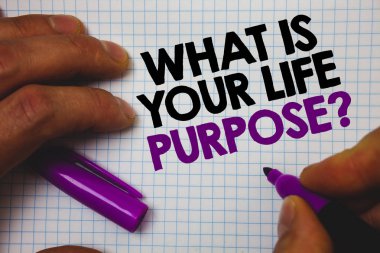 Ne Your Life amaç soru gösterilen metin işareti. Kavramsal fotoğraf kişisel belirlenmesi amaçlarına ulaşmak hedef adam tutun mor marker defter sayfa iletileri niyetleri fikirler holding