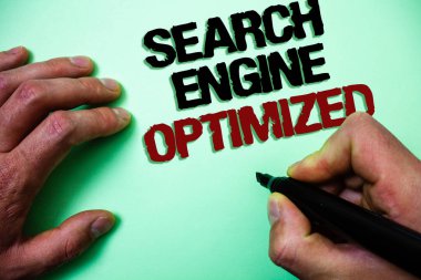 Yazılı metin arama motoru optimize kelime. Web sitesi veya blog yeşil renkli gri gölge önemli düşünce Tapınağı mesaj fikir için online görünürlüğünü iyileştirme için iş kavramı