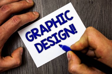 Kavramsal el grafik tasarımından motivasyonel çağrısı gösterilen yazma. Adam çalışma holding mavi işaretleyiciyi fikirler kağıt ahşap masa reklam metin görüntüleri birleştirerek sanat vitrine iş fotoğraf.