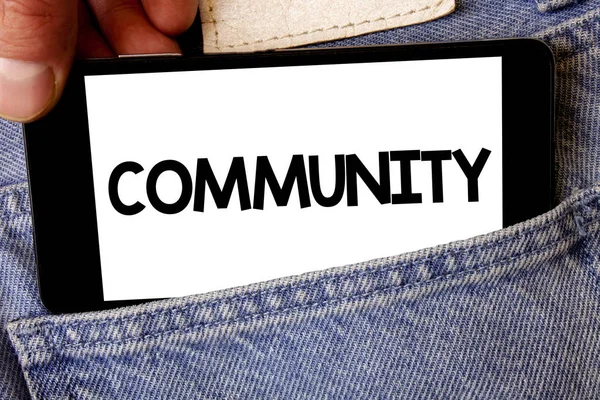 Texto Manuscrito Comunidad Concepto Que Significa Asociación Vecindad Alianza Afiliación —  Fotos de Stock
