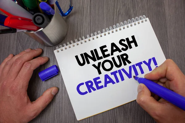 Text Sign Showing Unleash Your Creativity Call Conceptual Photo Develop — Stock Photo, Image