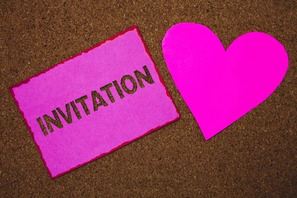 Handwriting Text Invitation Concept Meaning Written Verbal Request Someone Somewhere — Stock Photo, Image