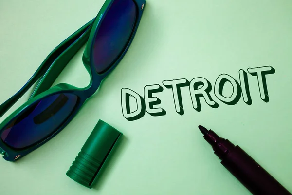 Writing Note Showing Detroit Business Photo Showcasing City United States — Stock Photo, Image