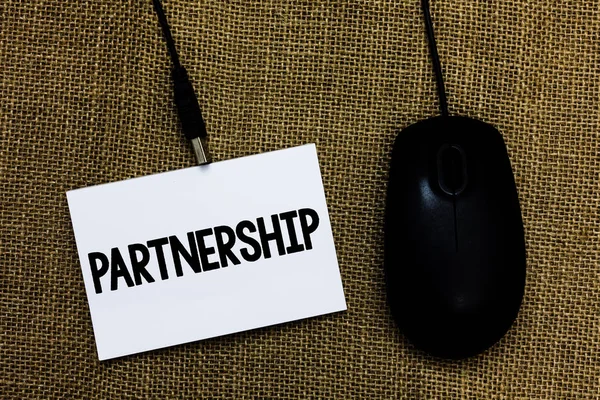 Uwaga Pisanie Wyświetlono Partnerstwa Biznesowe Zdjęcie Prezentujący Związek Dwóch Lub — Zdjęcie stockowe