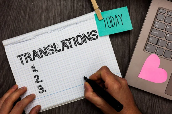 Text Sign Showing Translations Conceptual Photo Written Printed Process Translating — Stock Photo, Image