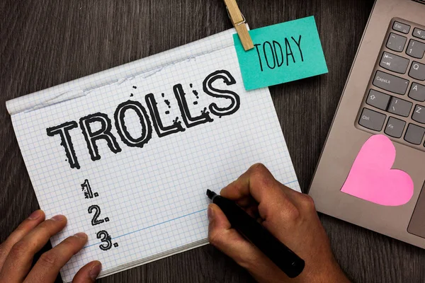 Segno Testo Che Mostra Troll Foto Concettuale Online Troublemakers Pubblicazione — Foto Stock