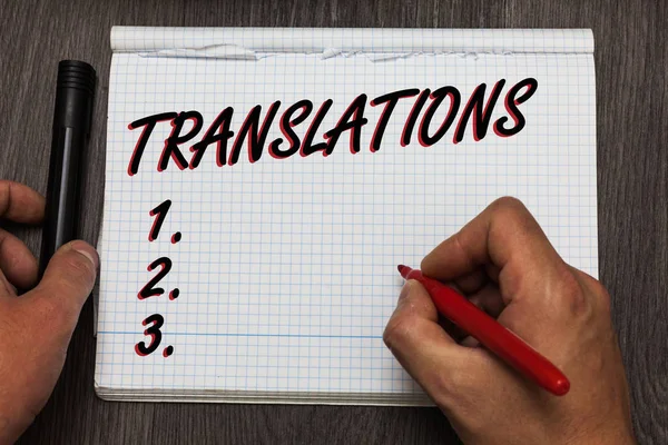 Handwriting Text Writing Translations Concept Meaning Written Printed Process Translating — Stock Photo, Image