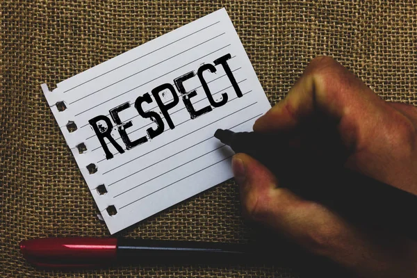 Conceptual Hand Writing Showing Respect Business Photo Showcasing Feeling Deep — Stock Photo, Image