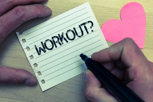Text sign showing Workout Question. Conceptual photo Activity for wellness bodybuilding training exercising Wood nice love colour hart marker pen art work memories black shadow