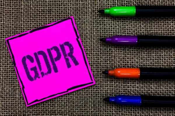 Nota Scritta Che Mostra Gdpr Business Photo Showcase General Data — Foto Stock