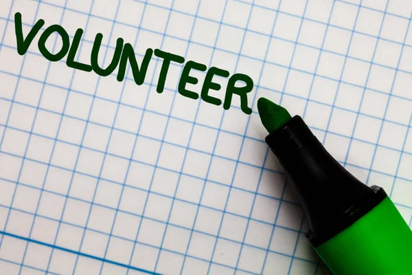 Írásbeli Megjegyzés Önkéntes Mutatja Üzleti Bemutató Önkéntesség Egyén Nagyobb Társadalmi — Stock Fotó