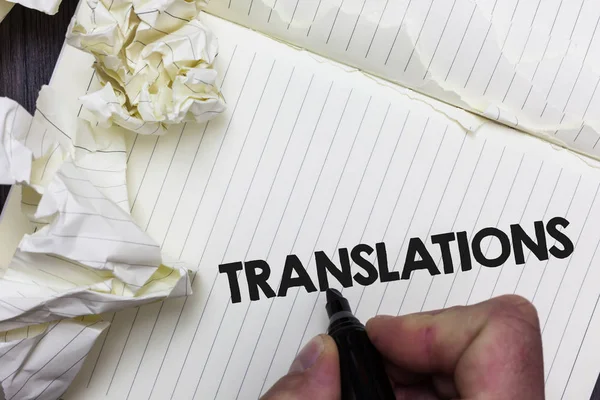 Conceptual Hand Writing Showing Translations Business Photo Showcasing Written Printed — Stock Photo, Image