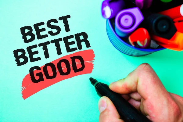 Metin yazma en iyi iyi iyi kelime. İş kavramı için kendinizi en iyi seçim karar geliştirme Marker kalem çeşitli renk açık yeşil renkli güzel anılar düşünceler seçme geliştirmek