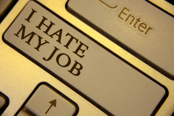 Conceptual Hand Writing Showing Hate Job Business Photo Text Hating — Stock Photo, Image