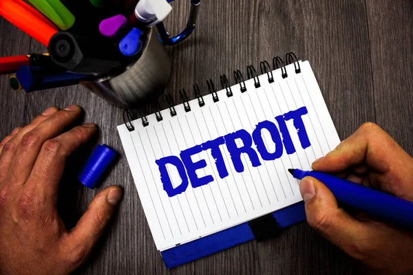 Handwriting Text Writing Detroit Concept Meaning City United States America — Stock Photo, Image