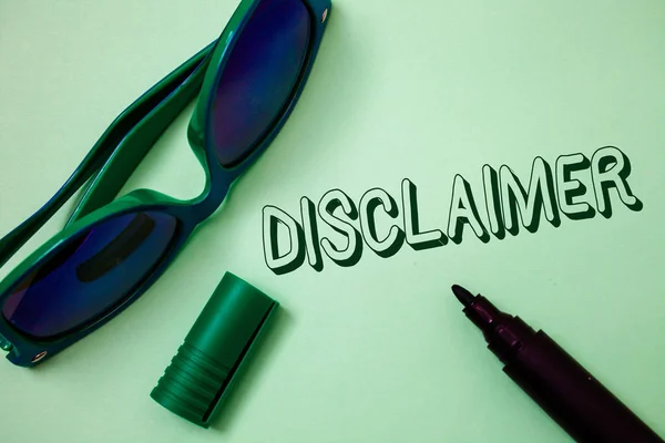 Writing Note Showing Disclaimer Business Photo Showcasing Terms Conditions Statement — Stock Photo, Image