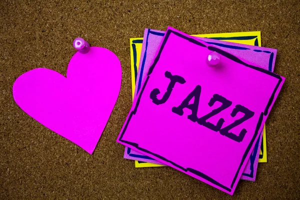 Schreibnotiz Die Jazz Zeigt Business Foto Präsentiert Art Von Musik — Stockfoto