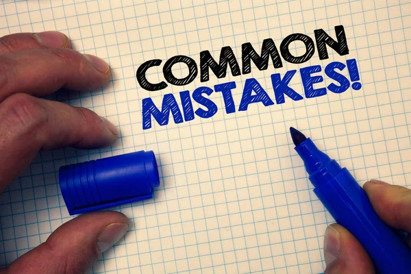 Text Sign Showing Common Mistakes Motivational Call Conceptual Photo Lot — Stock Photo, Image