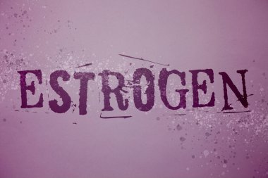 Kavramsal el östrojen gösterilen yazma. İş fotoğraf metin grup hormonların kadın özellikleri mor arka plan ilham splatters fikirler iletileri iletişim gelişimi teşvik