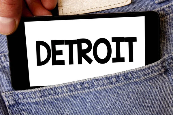 Texto Escritura Detroit Concepto Que Significa Ciudad Los Estados Unidos — Foto de Stock