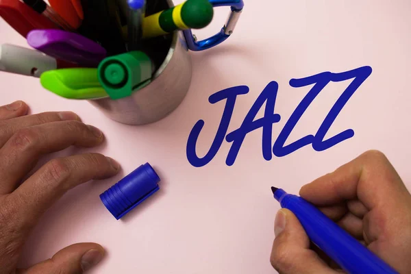 Jazz Yazma Yazısı Metin Siyah Amerikan Kökenli Müzik Türü Güçlü — Stok fotoğraf