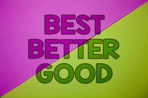 Conceptual Hand Writing Showing Best Better Good Business Photo Showcasing — Stock Photo, Image